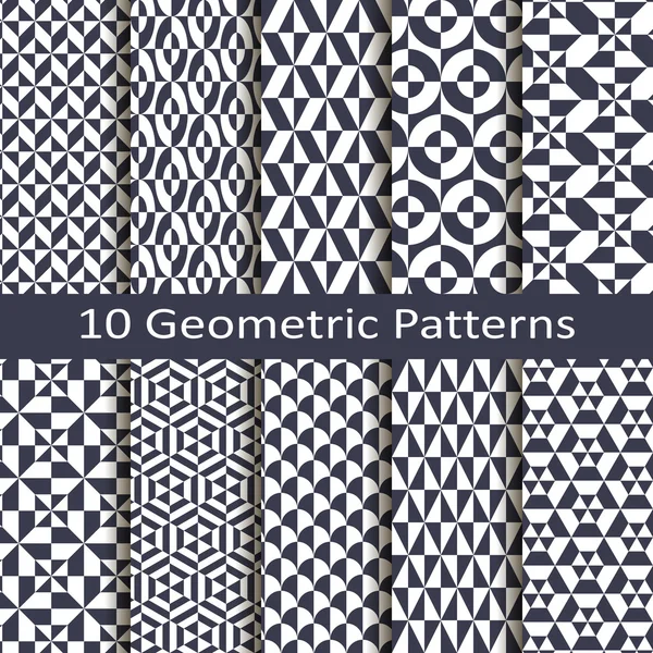 Set of ten geometric patterns — Stock Vector