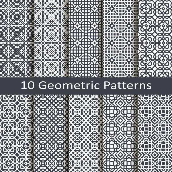 Set of ten geometric patterns — Stock Vector