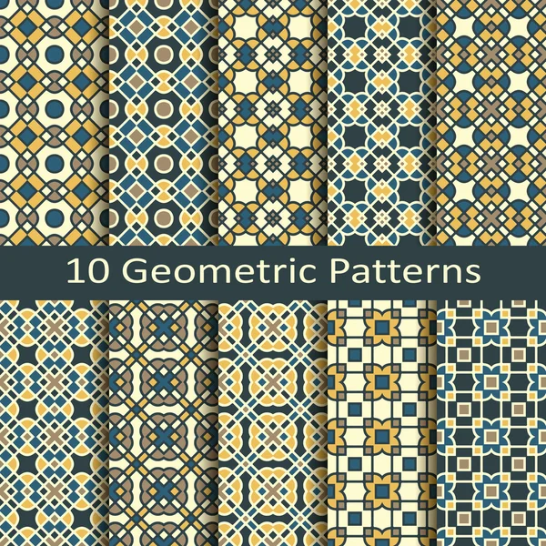 Set of ten geometric patterns — Stock Vector