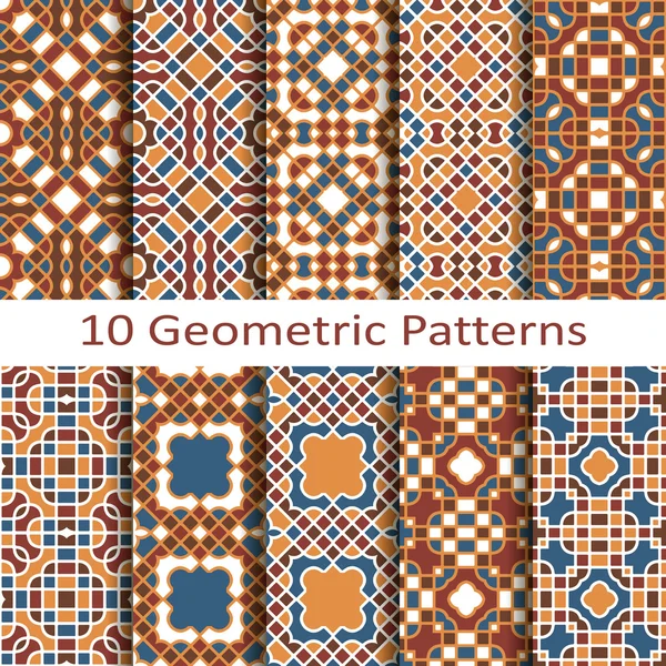 Satz von zehn geometrischen Mustern — Stockvektor
