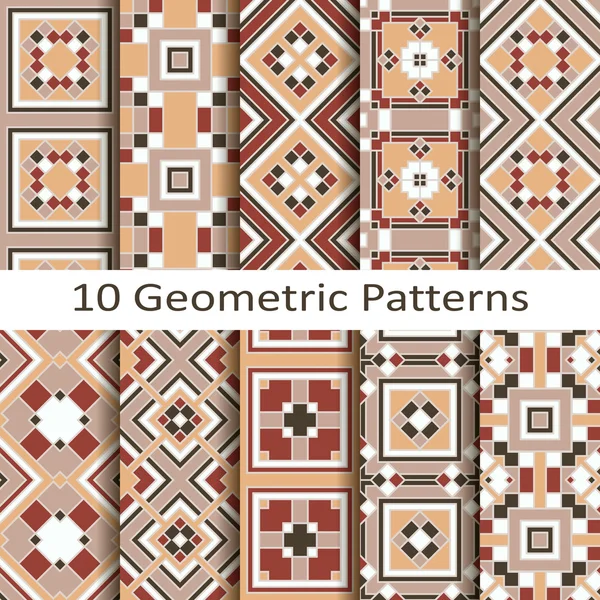 Conjunto de diez patrones geométricos — Archivo Imágenes Vectoriales