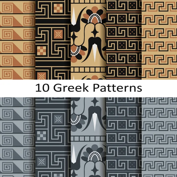 On Yunan desenleri — Stok Vektör