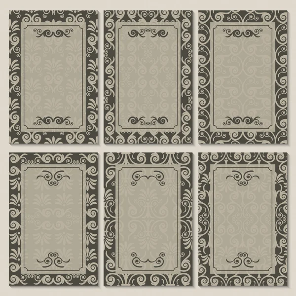 Комплект из шести винтажных пригласительных билетов — стоковый вектор