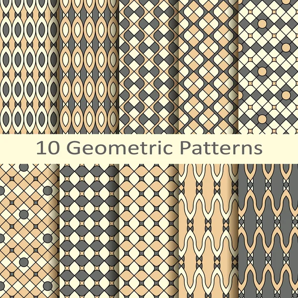 Conjunto de diez patrones geométricos — Archivo Imágenes Vectoriales