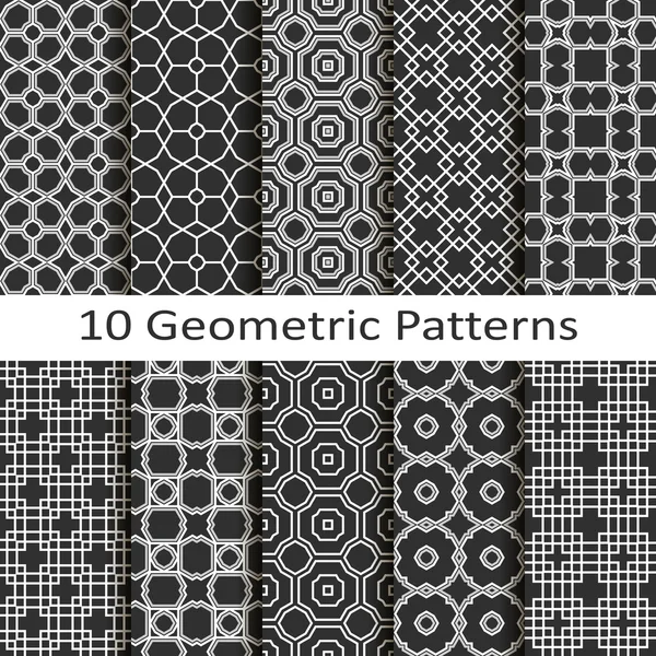 Uppsättning av tio geometriska mönster — Stock vektor