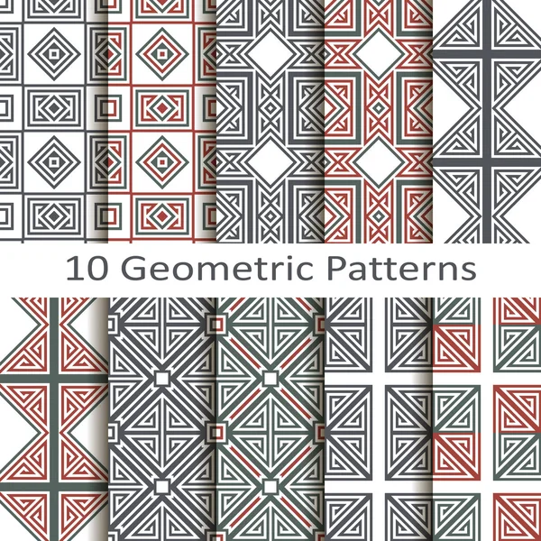 Conjunto de diez patrones geométricos — Archivo Imágenes Vectoriales