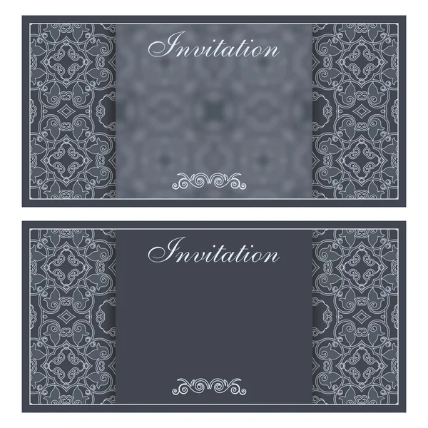 Elegante tarjeta de invitación con patrón de flores — Vector de stock