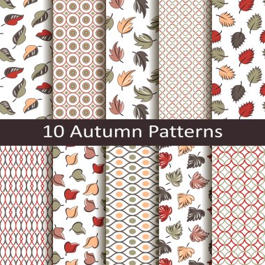 Set of ten autumn patterns clipart