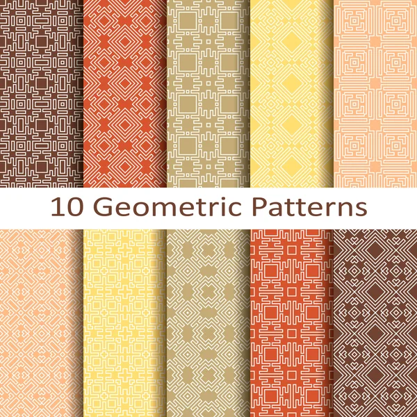Conjunto de diez patrones geométricos — Vector de stock