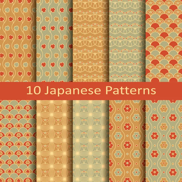 Conjunto de dez padrões japoneses — Vetor de Stock