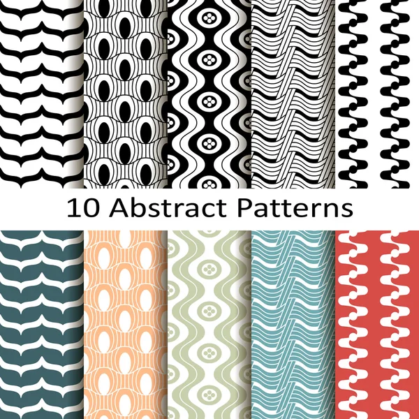 Conjunto de diez patrones abstractos — Archivo Imágenes Vectoriales