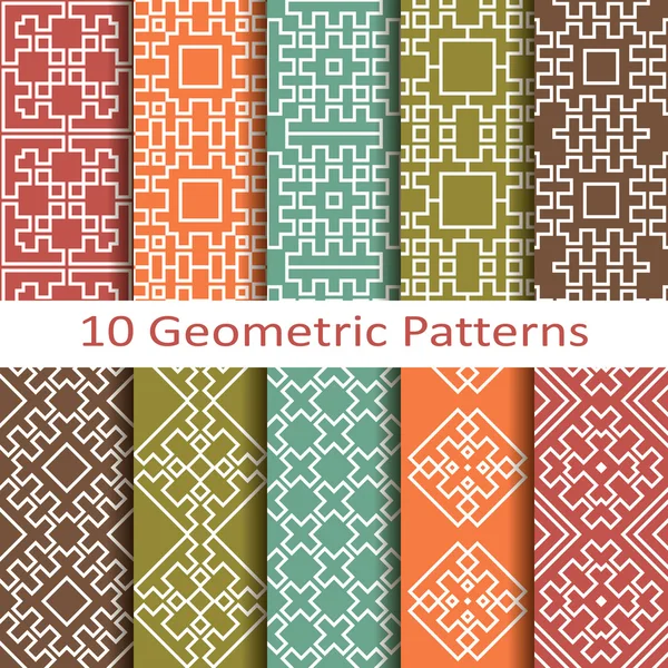 Set of ten geometric patterns — Stock Vector