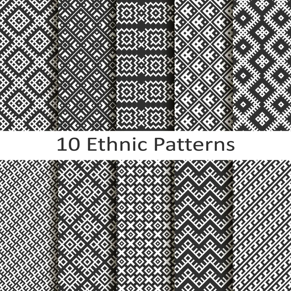 Set of ten ethnic patterns — Stock Vector