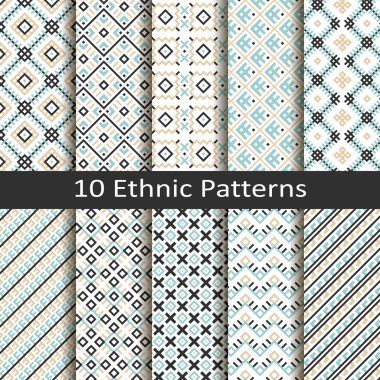 Set of ten ethnic patterns clipart