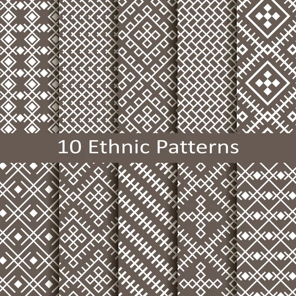 Ensemble de dix motifs ethniques — Image vectorielle