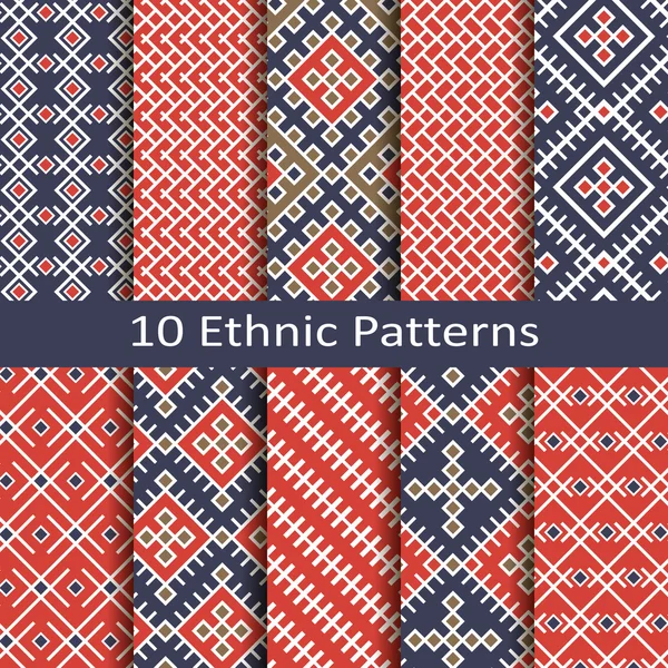 Ensemble de dix motifs ethniques — Image vectorielle