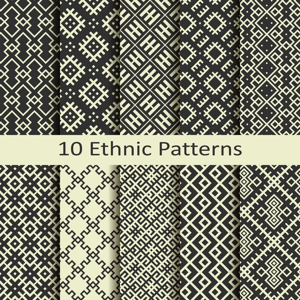 Set of ten ethnic patterns — Stock Vector