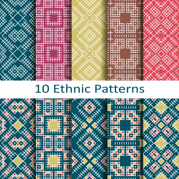 Set of ten ethnic patterns — Stock Vector