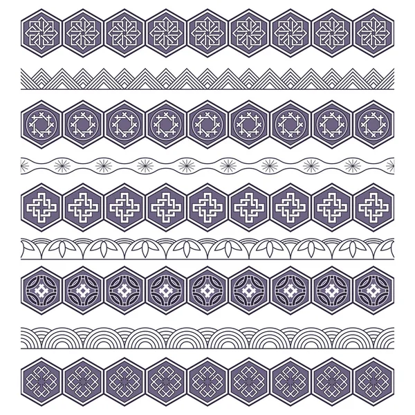 Set of nine decorative japanese elements design — Wektor stockowy