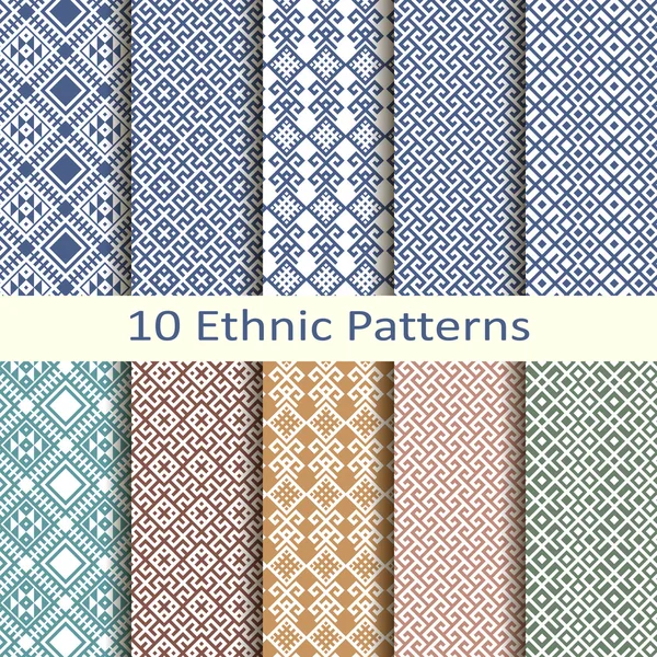 Set of ten ethnic patterns — Stock Vector