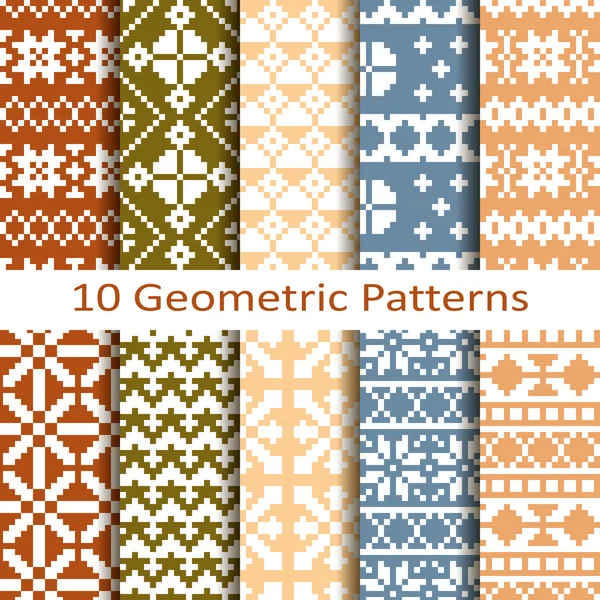 Set of ten geometic patterns — Stock Vector