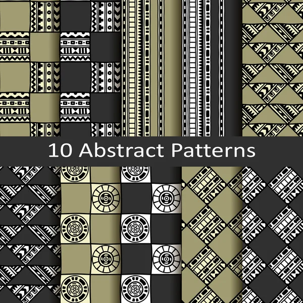 Set van tien abstracte patronen — Stockvector