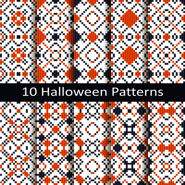 Conjunto de dez padrões halloween — Vetor de Stock