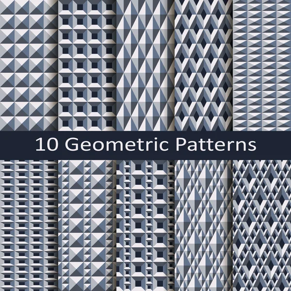 Conjunto de diez patrones geométricos — Archivo Imágenes Vectoriales