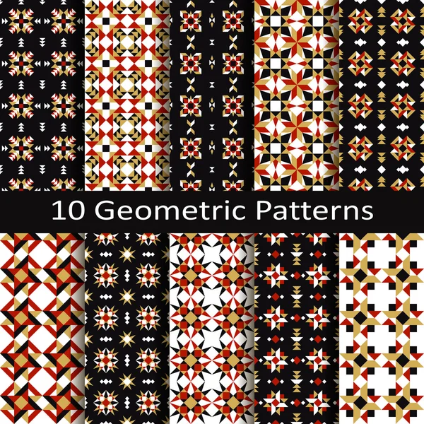 Satz von zehn geometrischen Mustern — Stockvektor