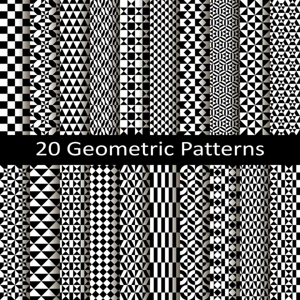 Soubor dvaceti geometrických vzorů — Stockový vektor