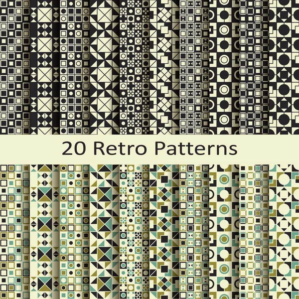 Conjunto de vinte padrões retro — Vetor de Stock