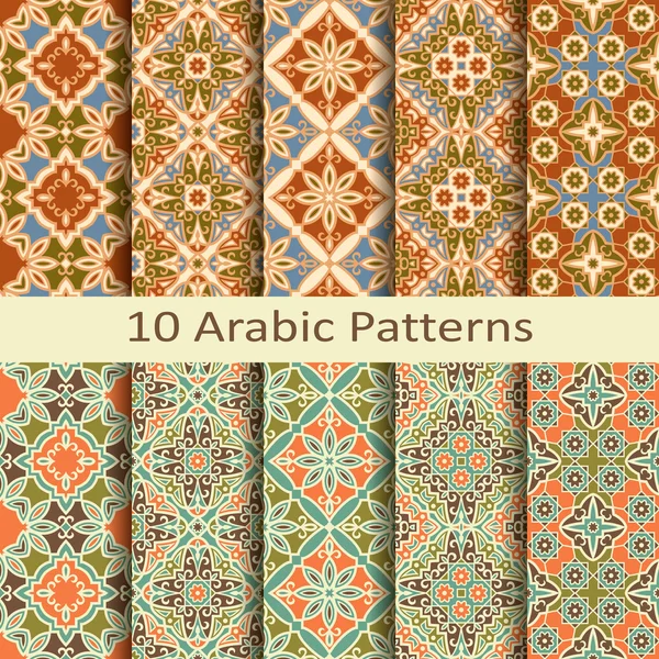 Set of ten arabic patterns — Stock Vector