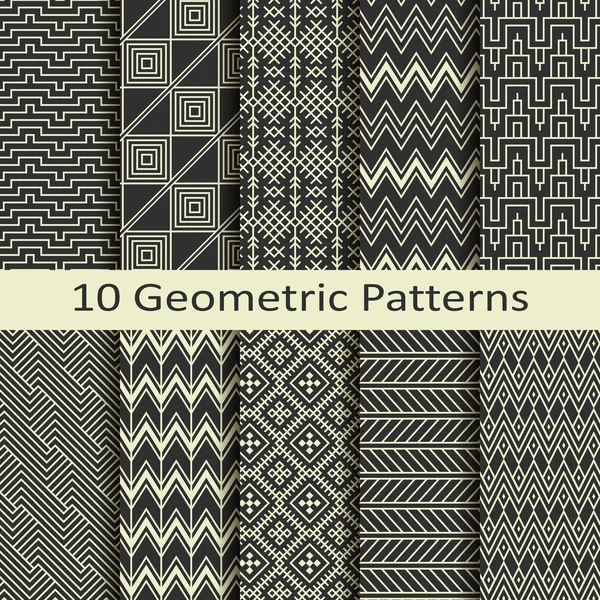 Set of ten geometric patterns — Stock Vector
