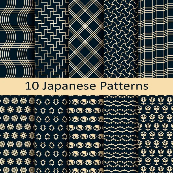 Sada deseti japonské vzory — Stockový vektor
