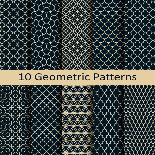 Conjunto de diez patrones geométricos — Archivo Imágenes Vectoriales