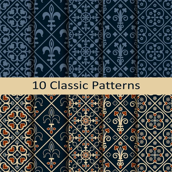 Uppsättning av tio klassiska mönster — Stock vektor