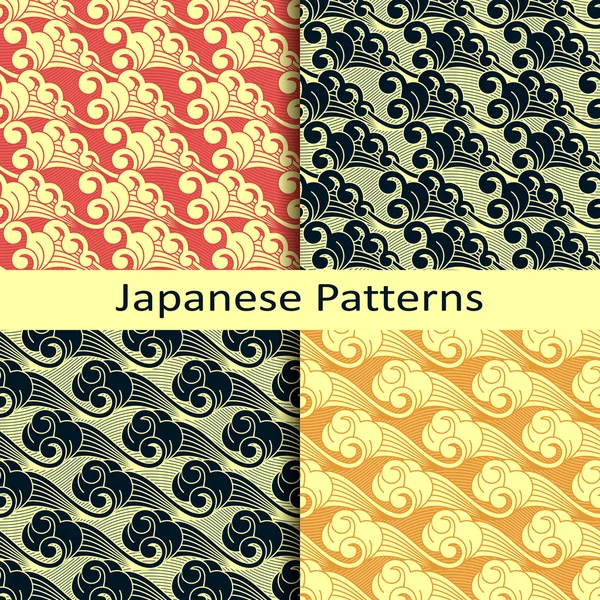 Set van vier Japanse patronen — Stockvector