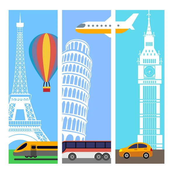 Transporte viajar banners verticais —  Vetores de Stock