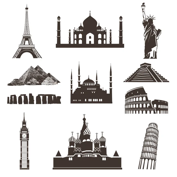 Travel icon set, vector silhouettes — Stock Vector