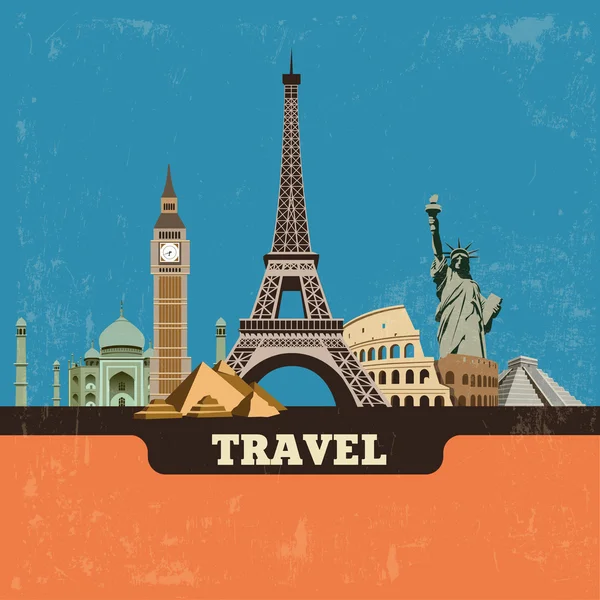 Travel world landmark vector background — Stock Vector