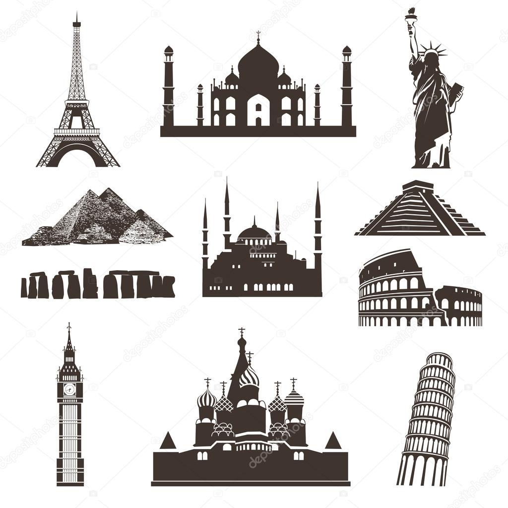 Travel icon set, vector silhouettes