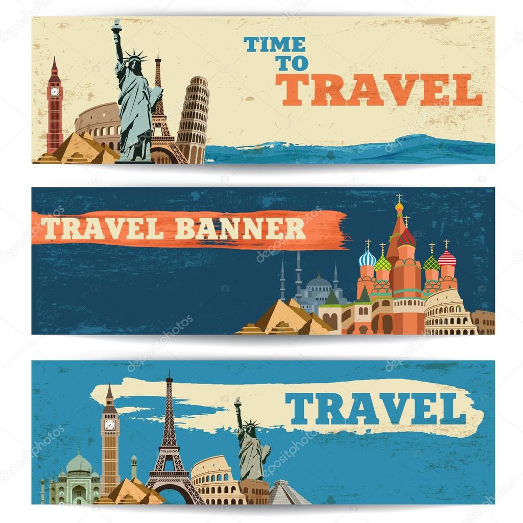 Three travel banners