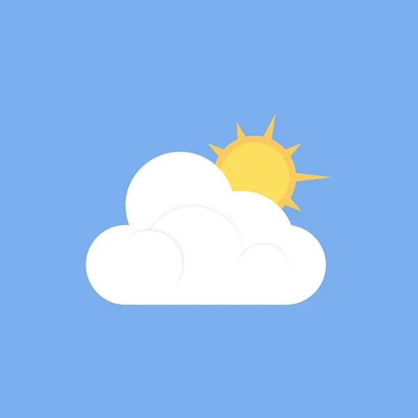 Icon White Cloud Sun One Isolated Solid Blue Background Flat — Stock Vector