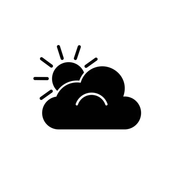 Silhouette Nera Della Nuvola Simbolo Del Sole Isolato Uno Sfondo — Vettoriale Stock