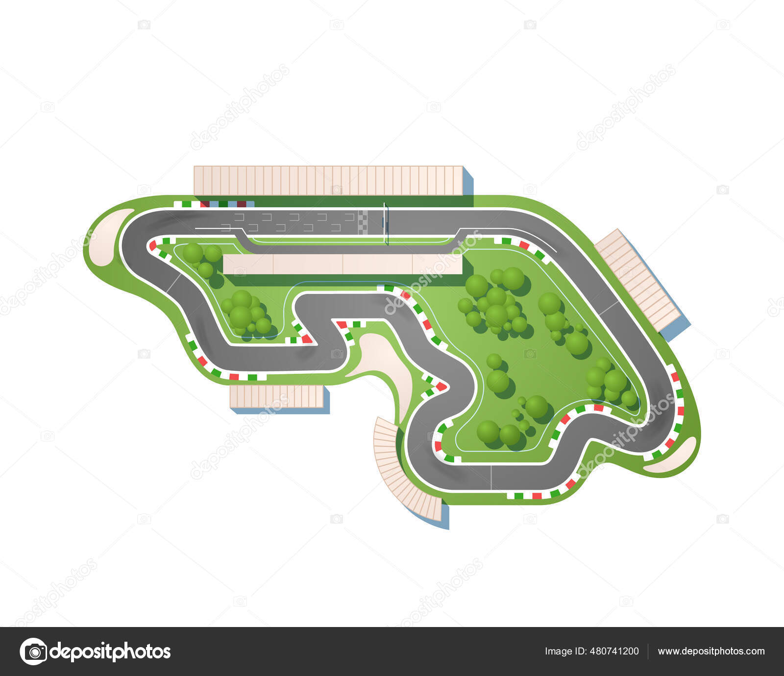 Race Circuit Top View Isolated White Background Racing Track Including Stock Vector by Vit art vector 480741200
