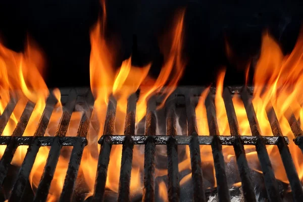 Vista Dall Alto Barbecue Vuoto Hot Fire Grill Mattonelle Carbone — Foto Stock