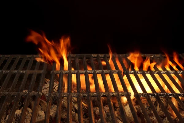 Top View Empty Bbq Hot Fire Grill Burning Charcoal Briquettes — стоковое фото