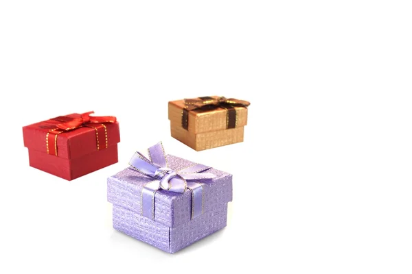 Three Gift Box With Pattern Isolated On White Background — Stock Photo, Image