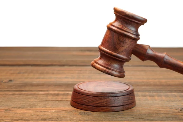 Prawdziwi Sędziowie Lub Auctioneer Gavel Wykonane Drewna Orzechowego Brązowy Drewniany — Zdjęcie stockowe