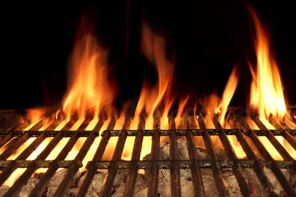 Barbecue Fire Grill Isolated On The Black Background, Close-up — стокове фото